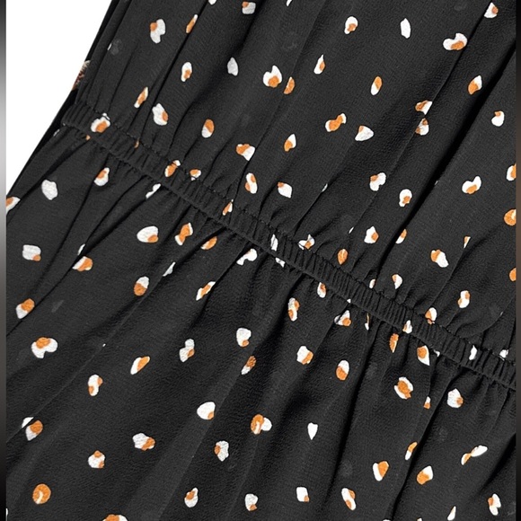 Boho Black Polka Dot Floral Embroidered Long Sleeve Maxi Dress - Picture 9 of 9